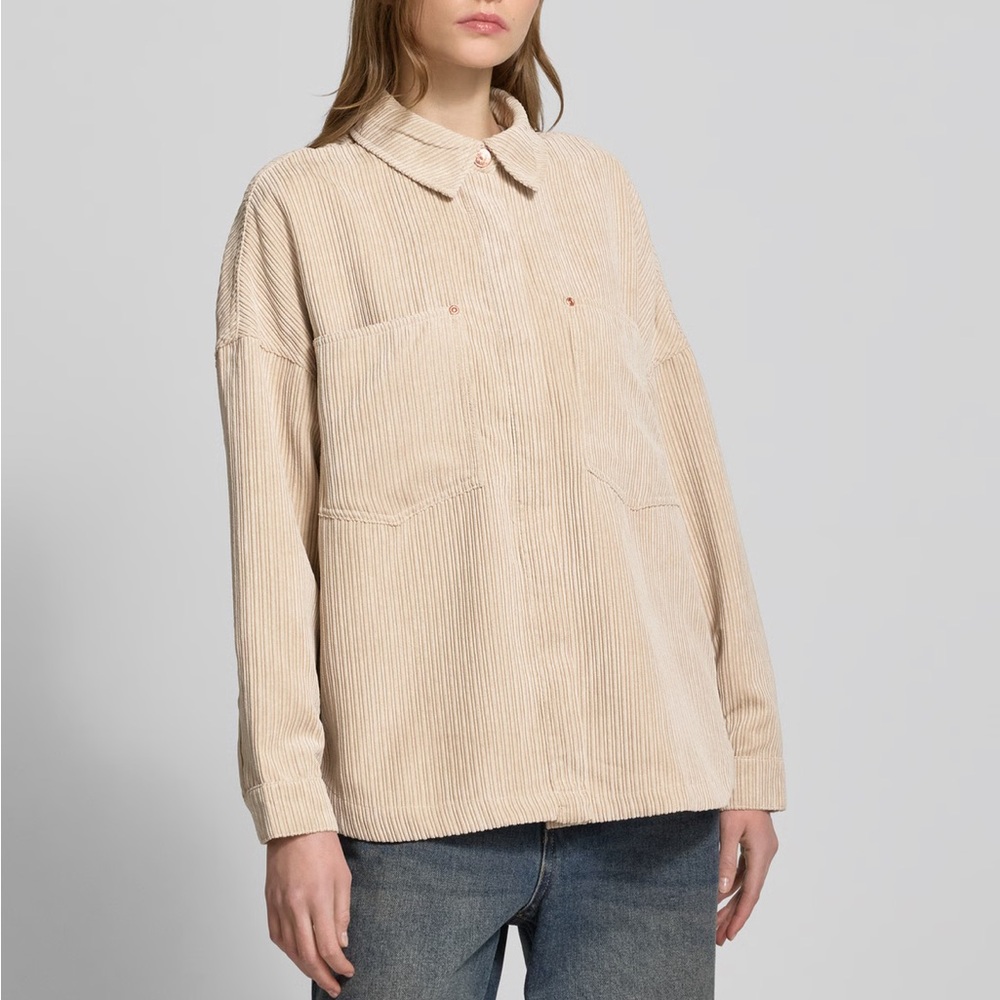 ONLY NWT Beige Oversized Corduroy Shirt shacket Jacket size medium - Picture 5 of 10